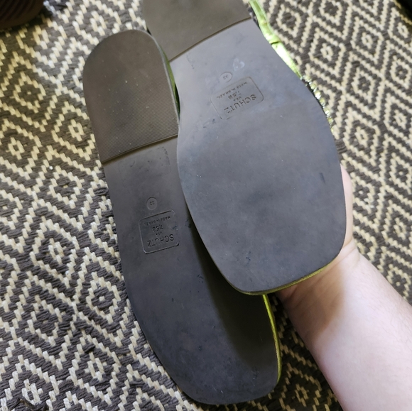 Schutz Poison Green Leather Metallic Bejewled Sandals - Picture 7 of 7